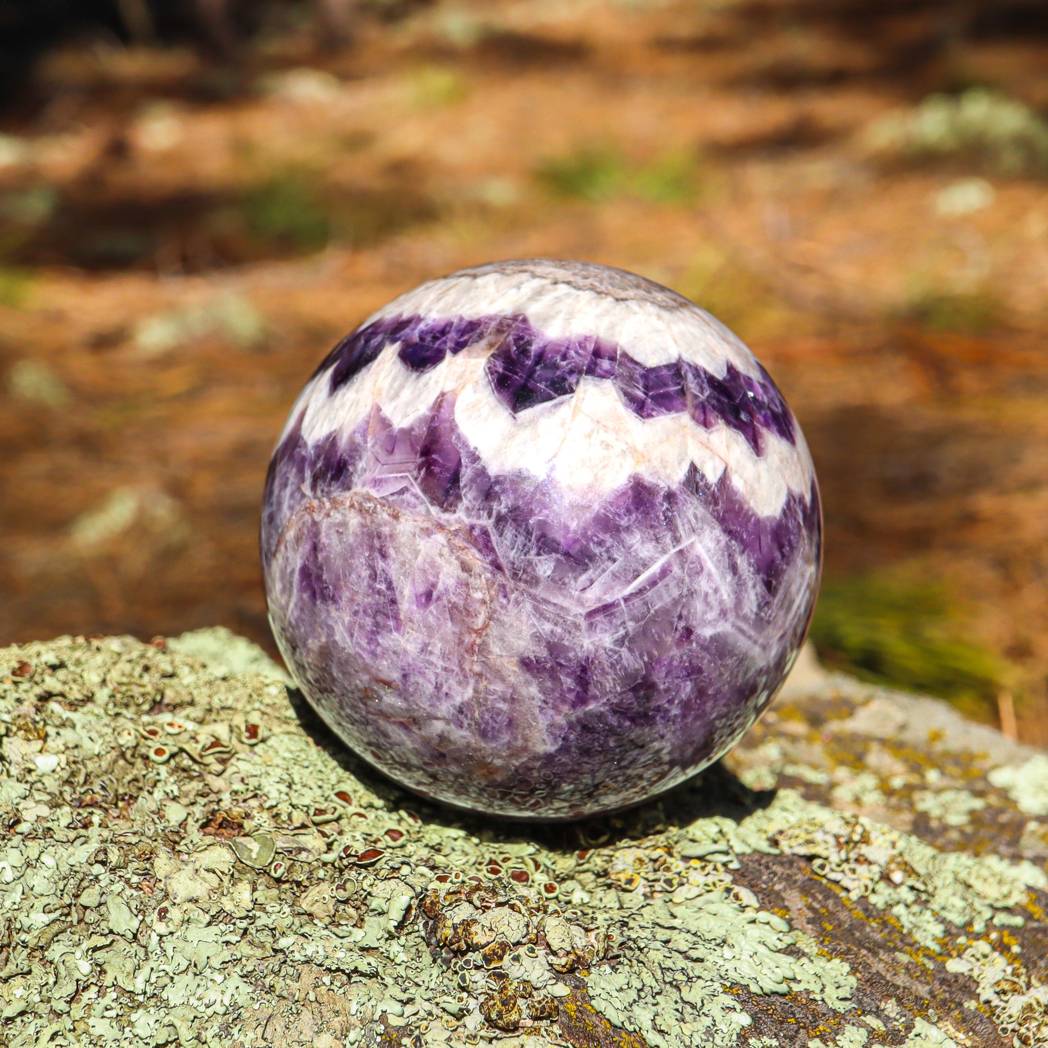 Large Amethyst Chevron Sphere