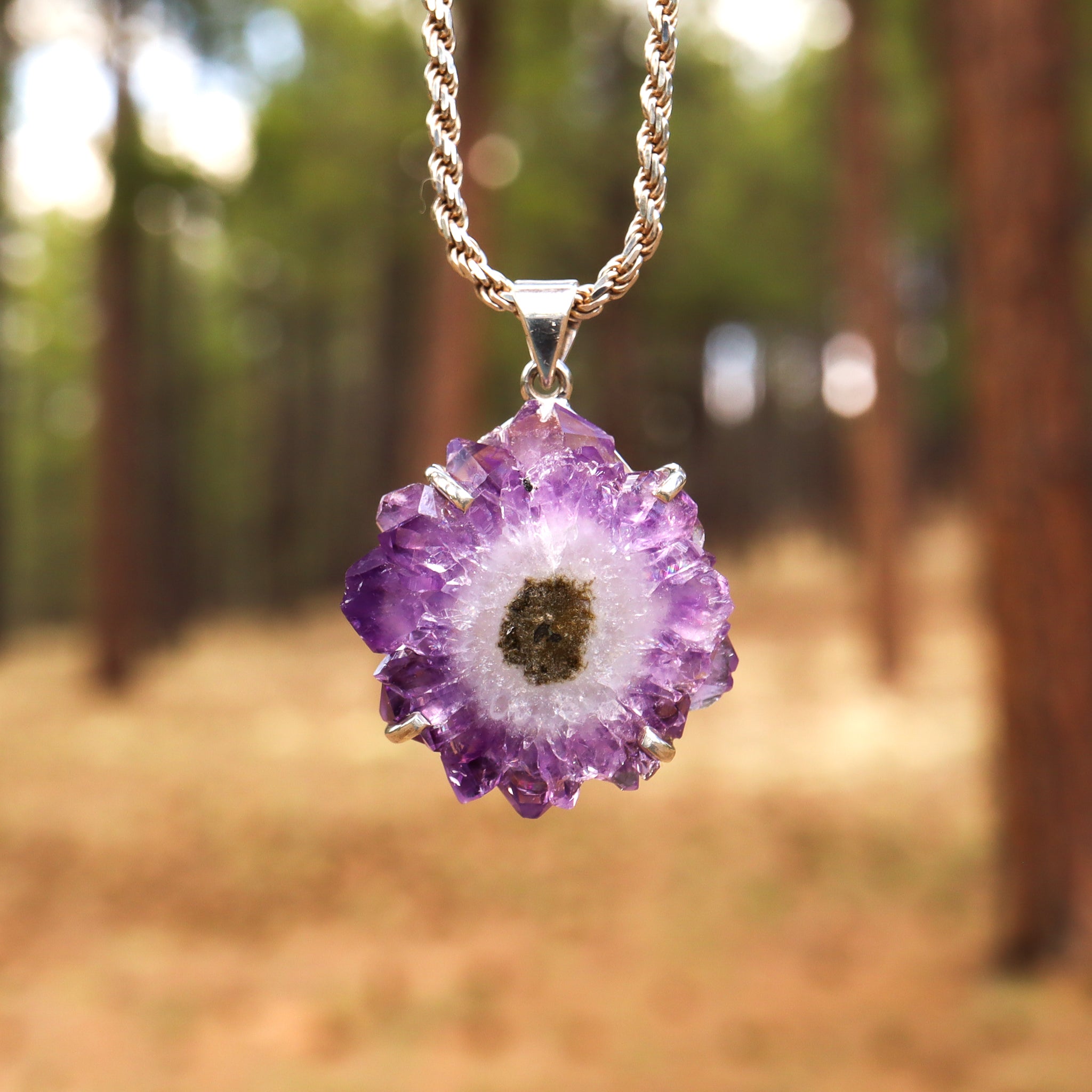 Amethyst Flower Pendant