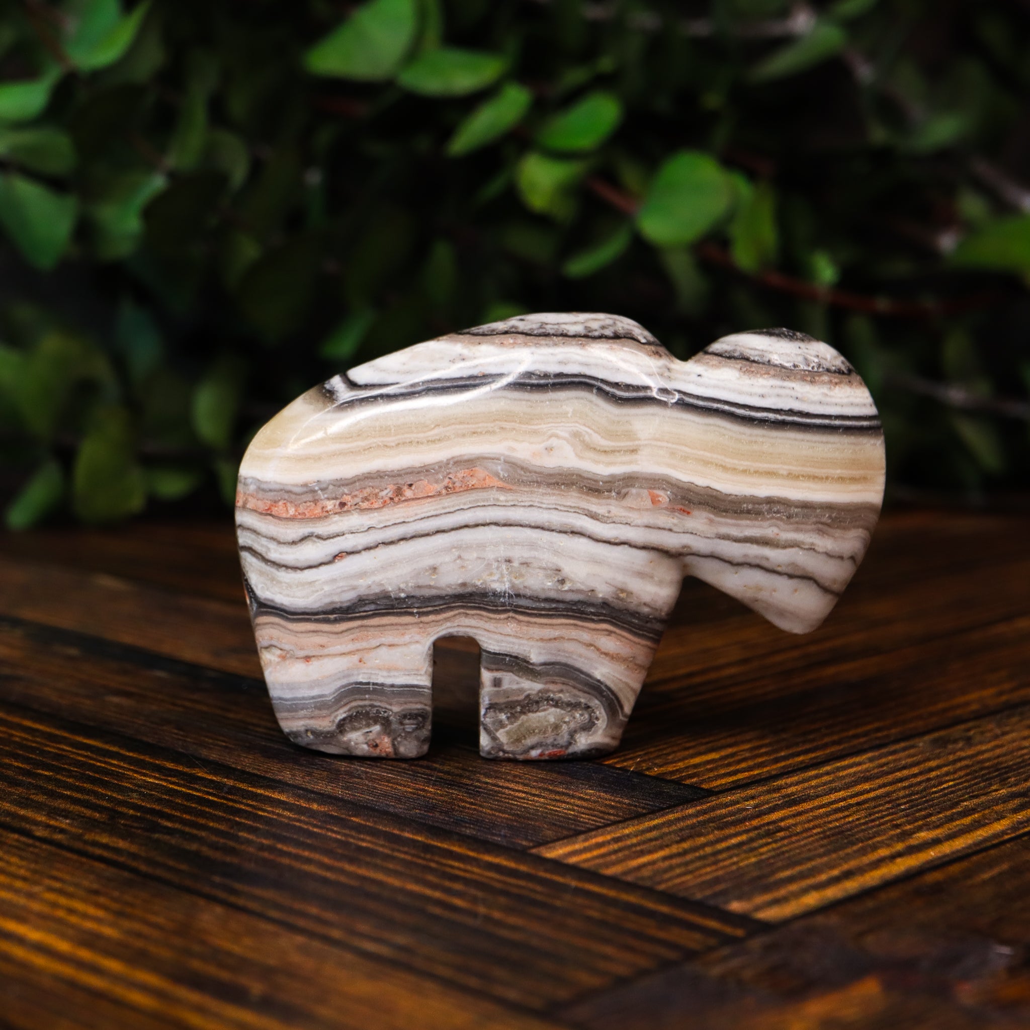Zebra Calcite Carved Buffalo