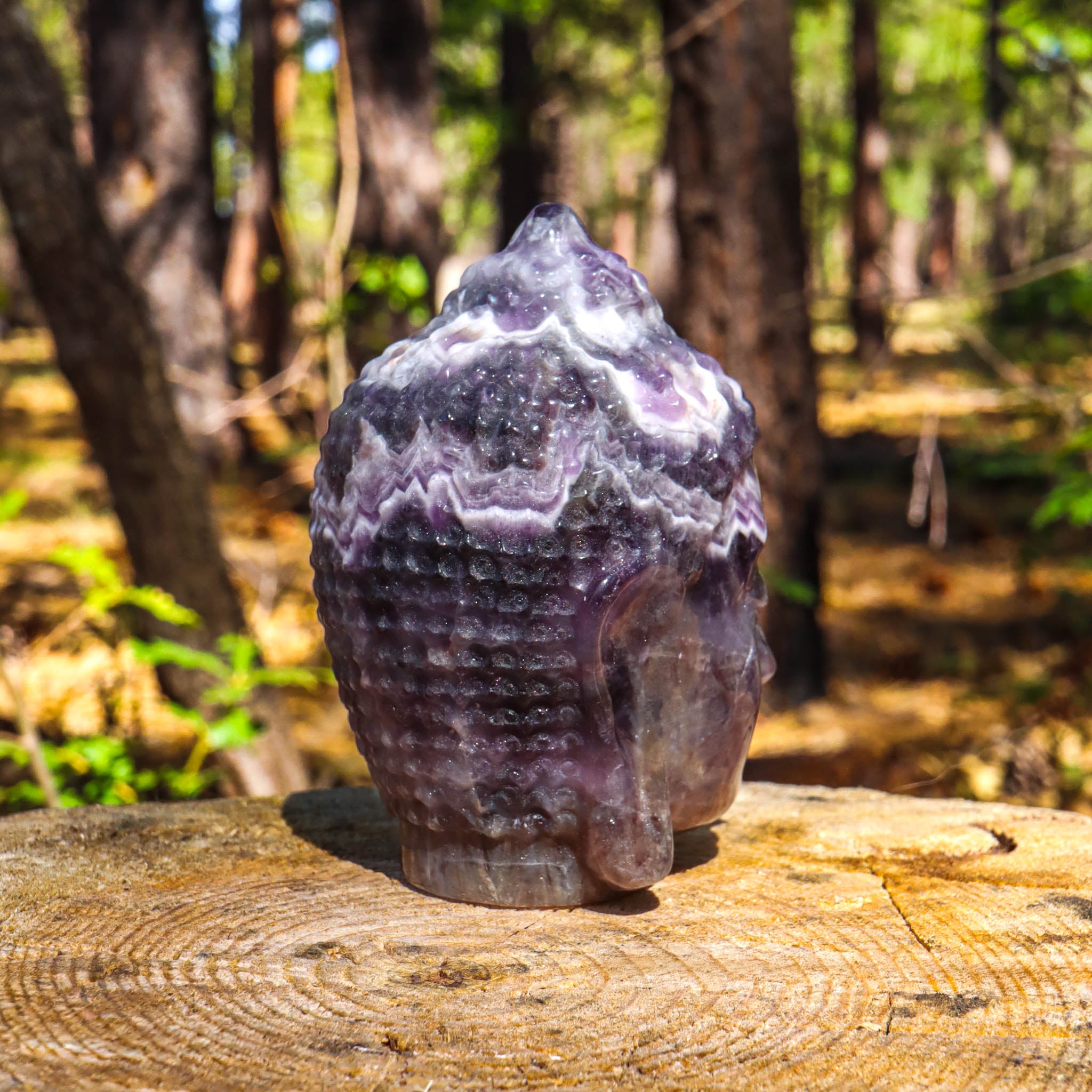 Amethyst Chevron Carved Buddha