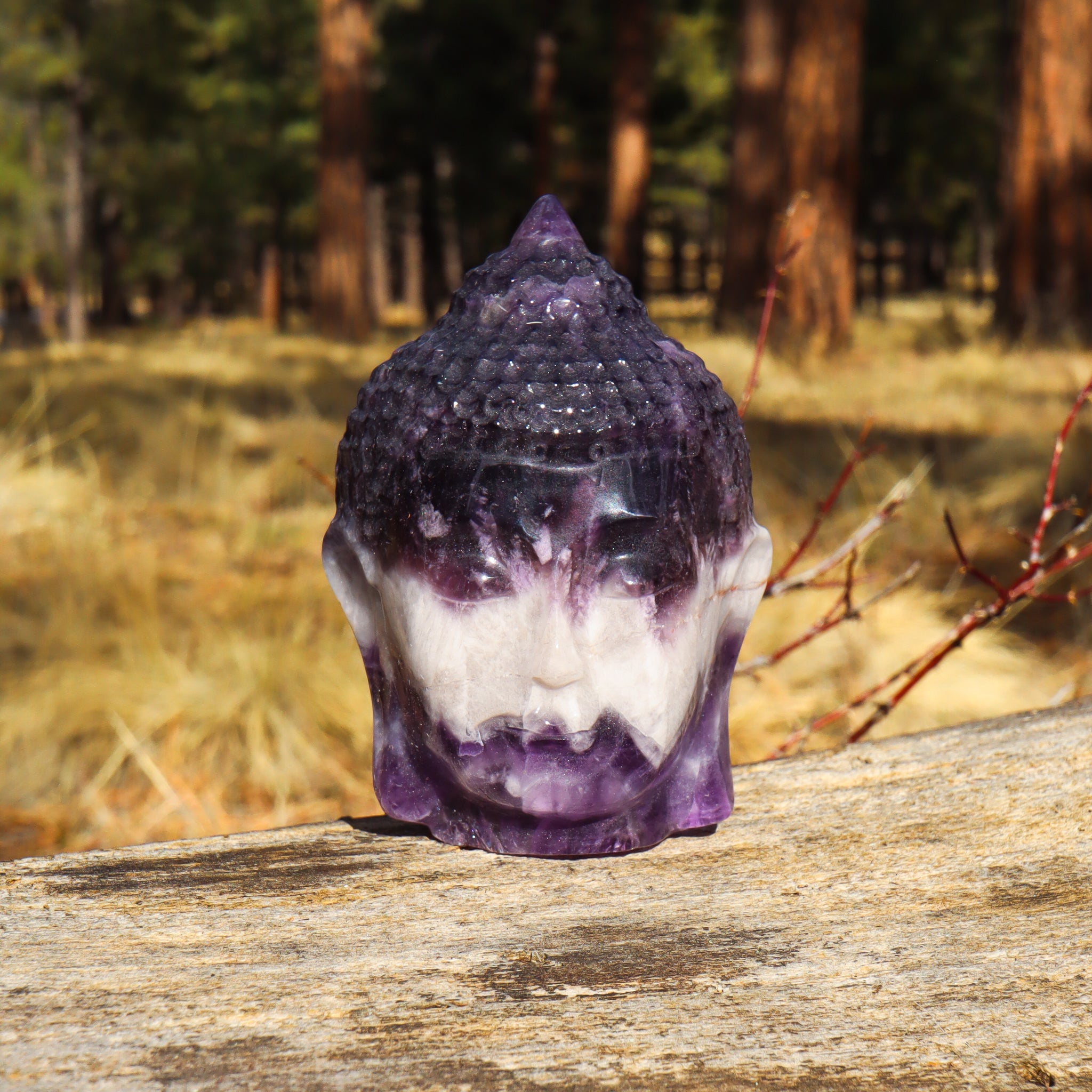 Amethyst Chevron Carved Buddha