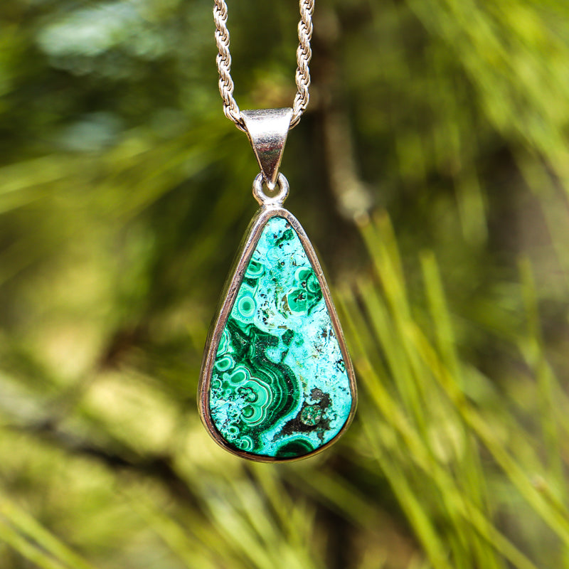 Chrysocolla and Malachite Pendant
