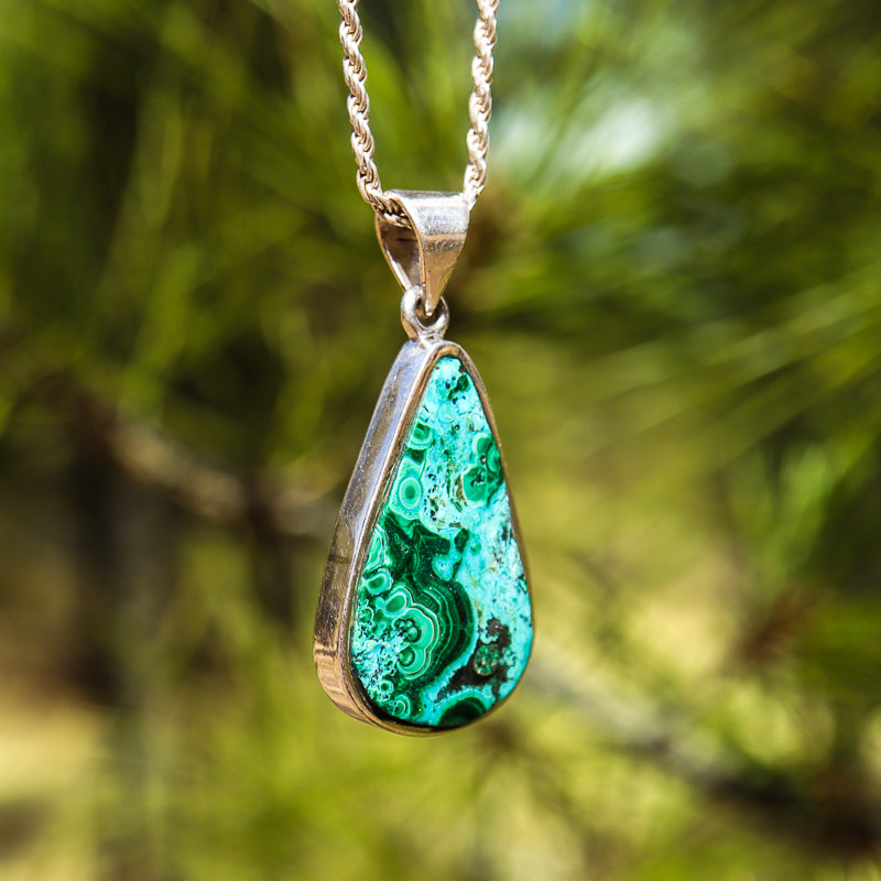 Chrysocolla and Malachite Pendant