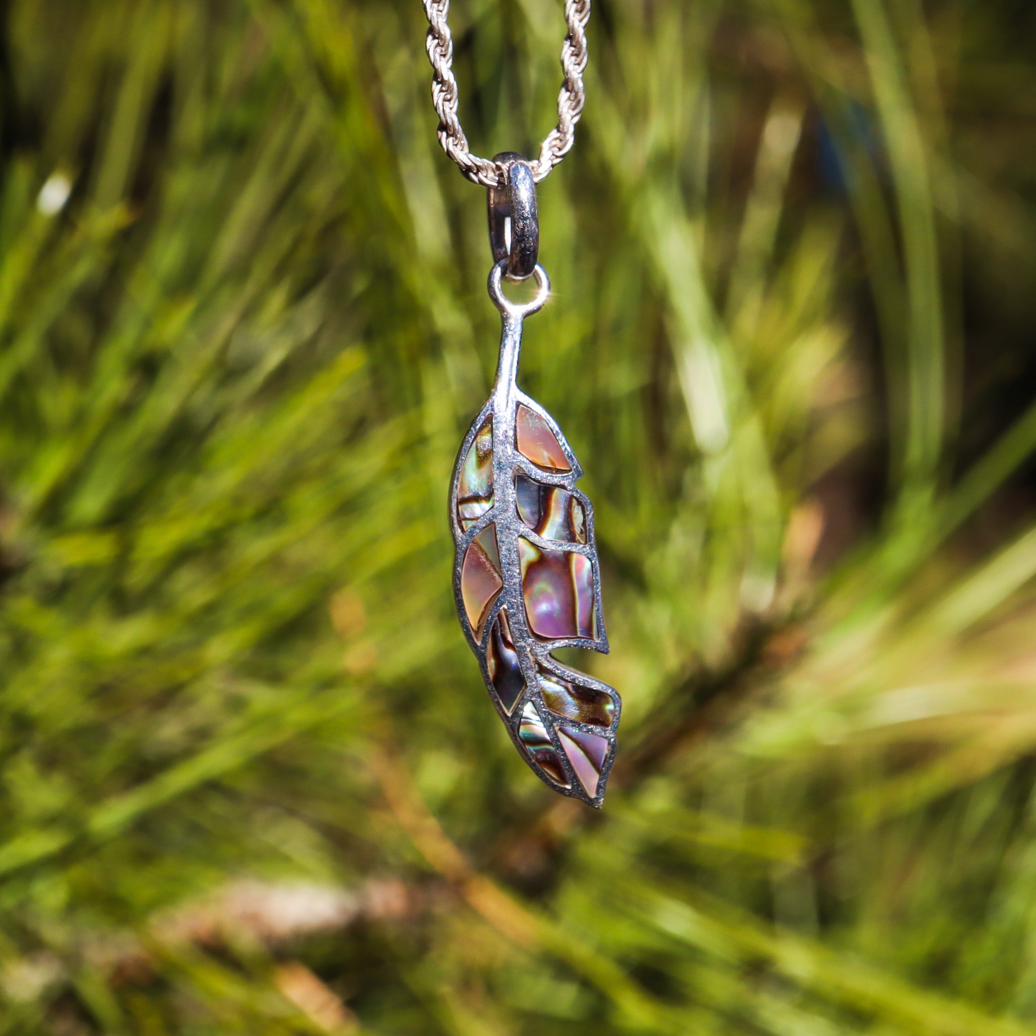 Abolone Shell Feather Pendant