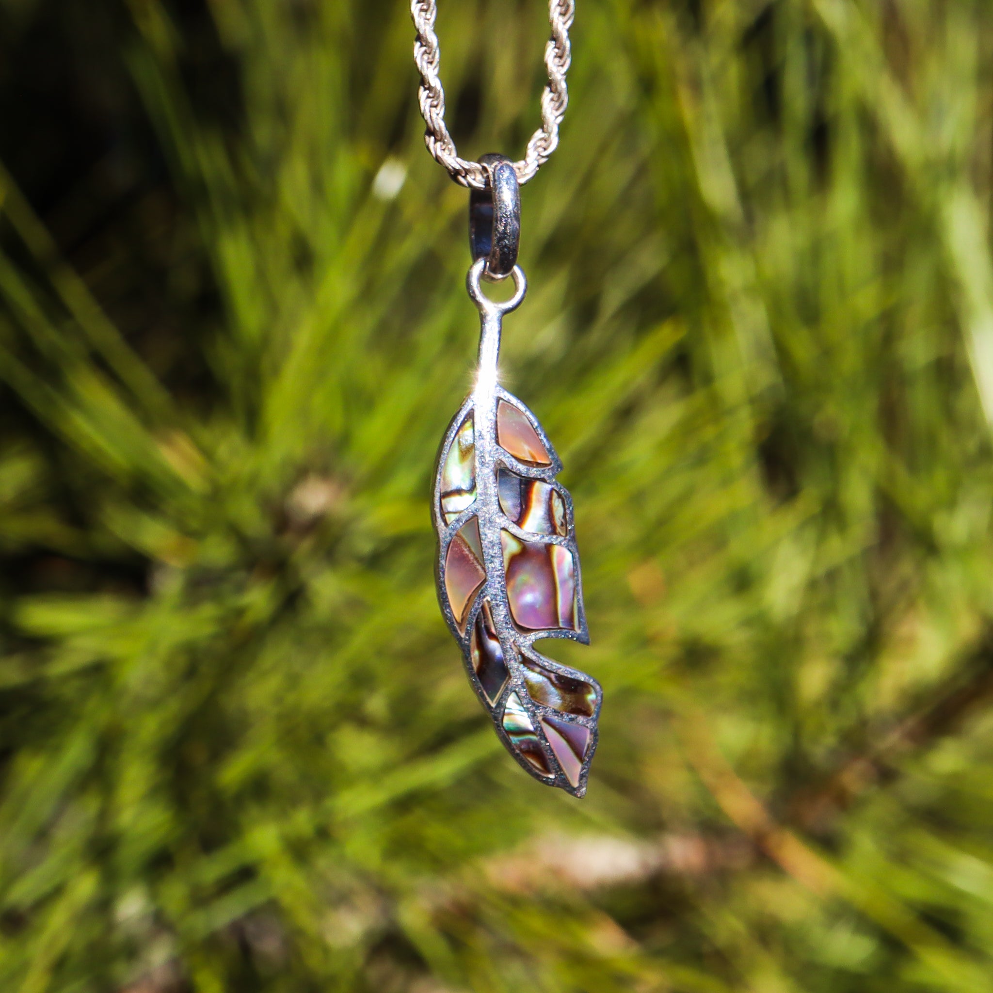 Abolone Shell Feather Pendant