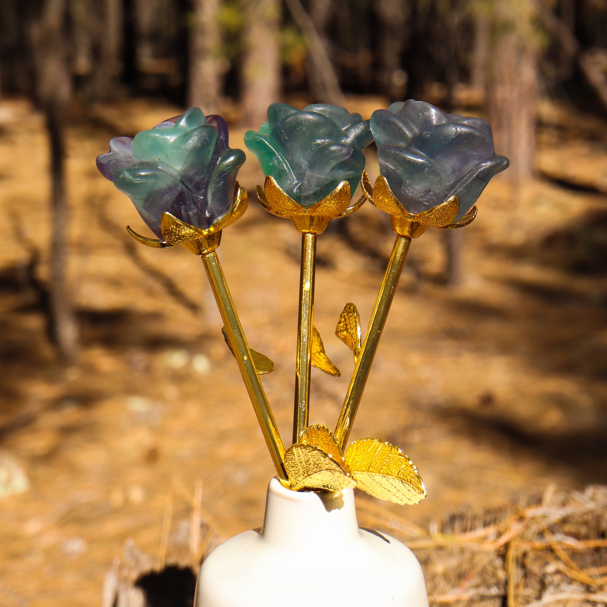 Fluorite Carved Rose with Stem