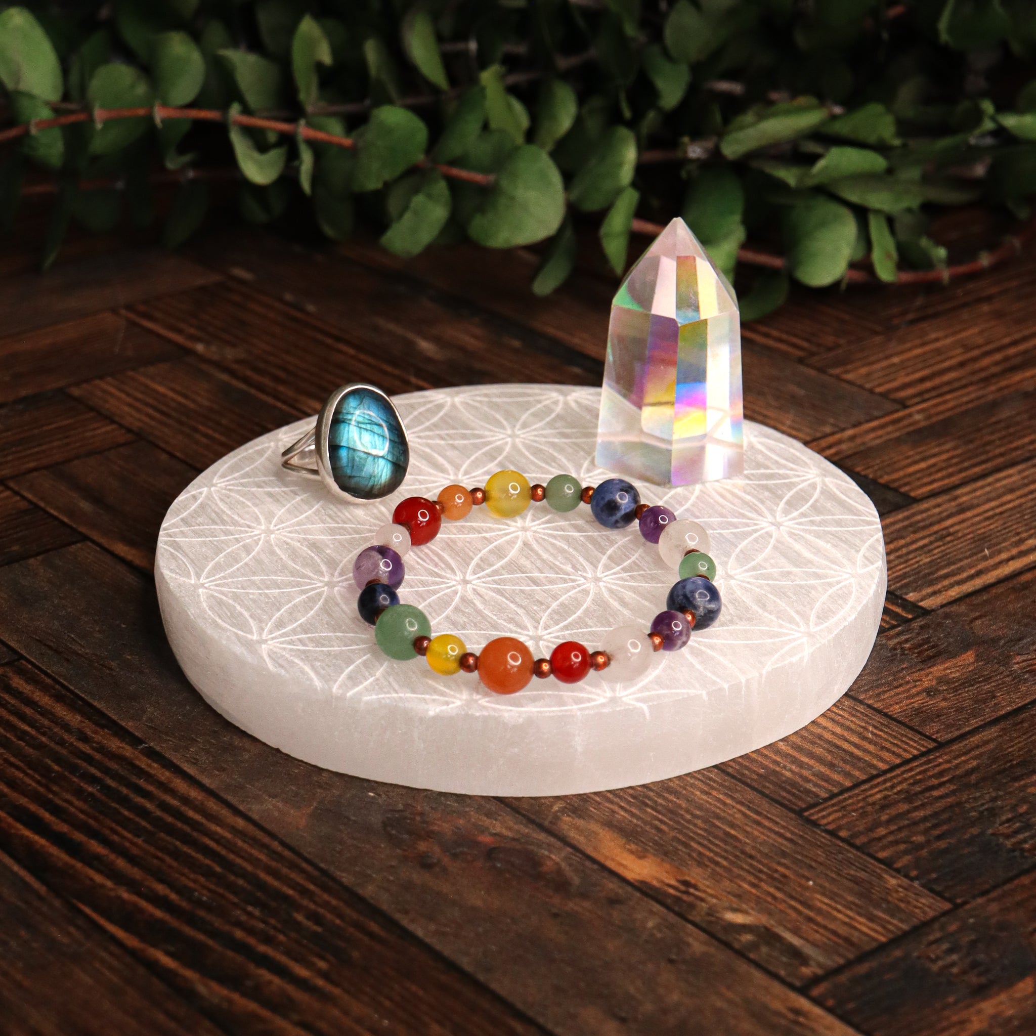 Flower of Life Selenite Charging Plates