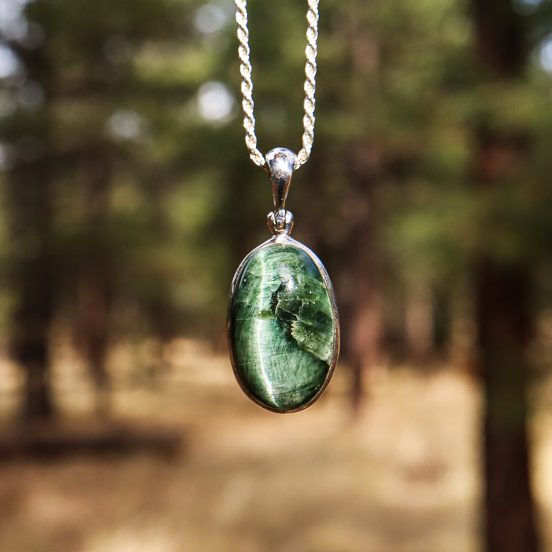 Green Tourmaline Oval Pendant