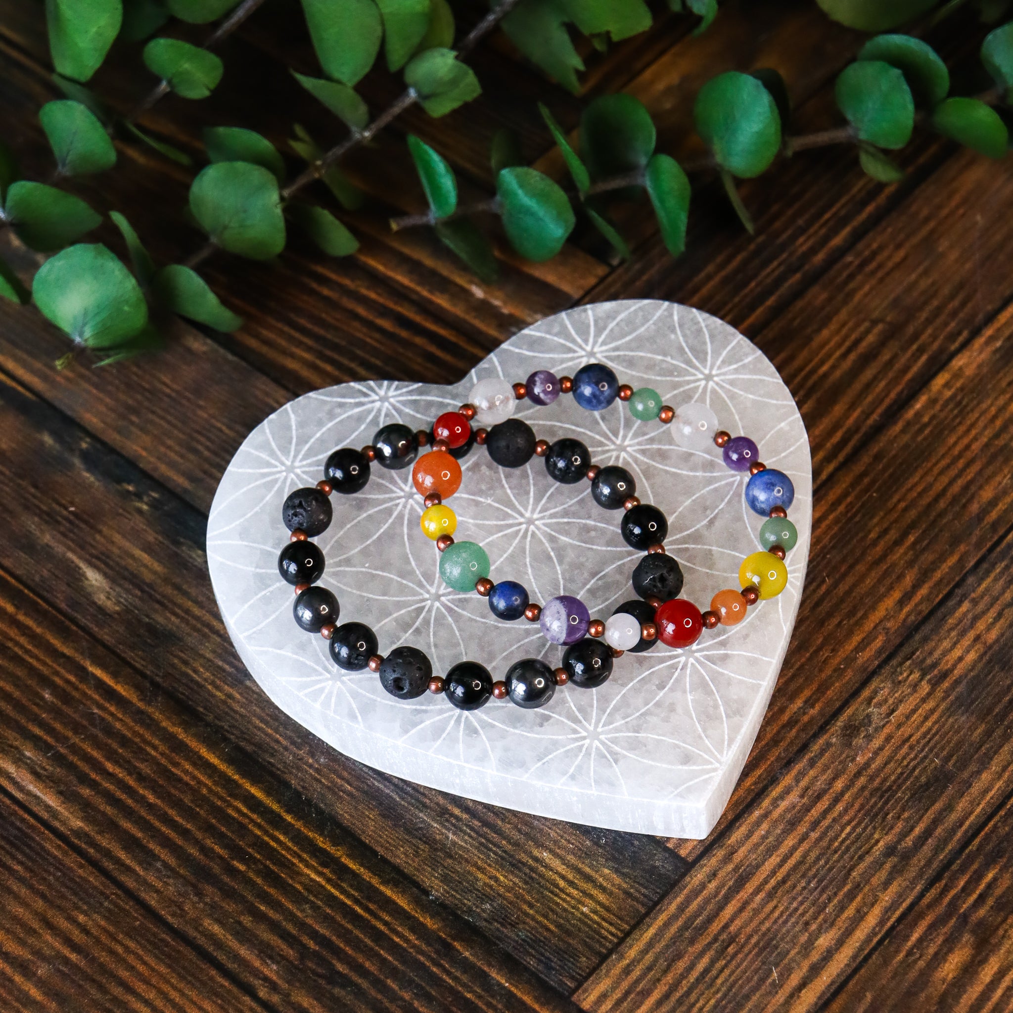 Flower of Life Selenite Heart Charging Plate