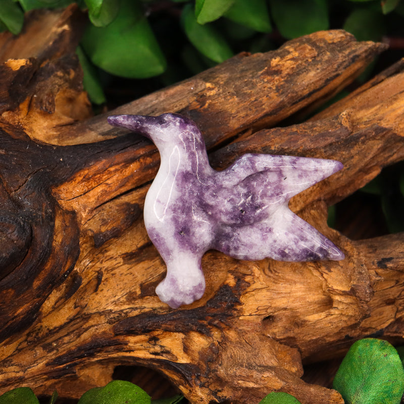 Lepidolite Carved Hummingbird