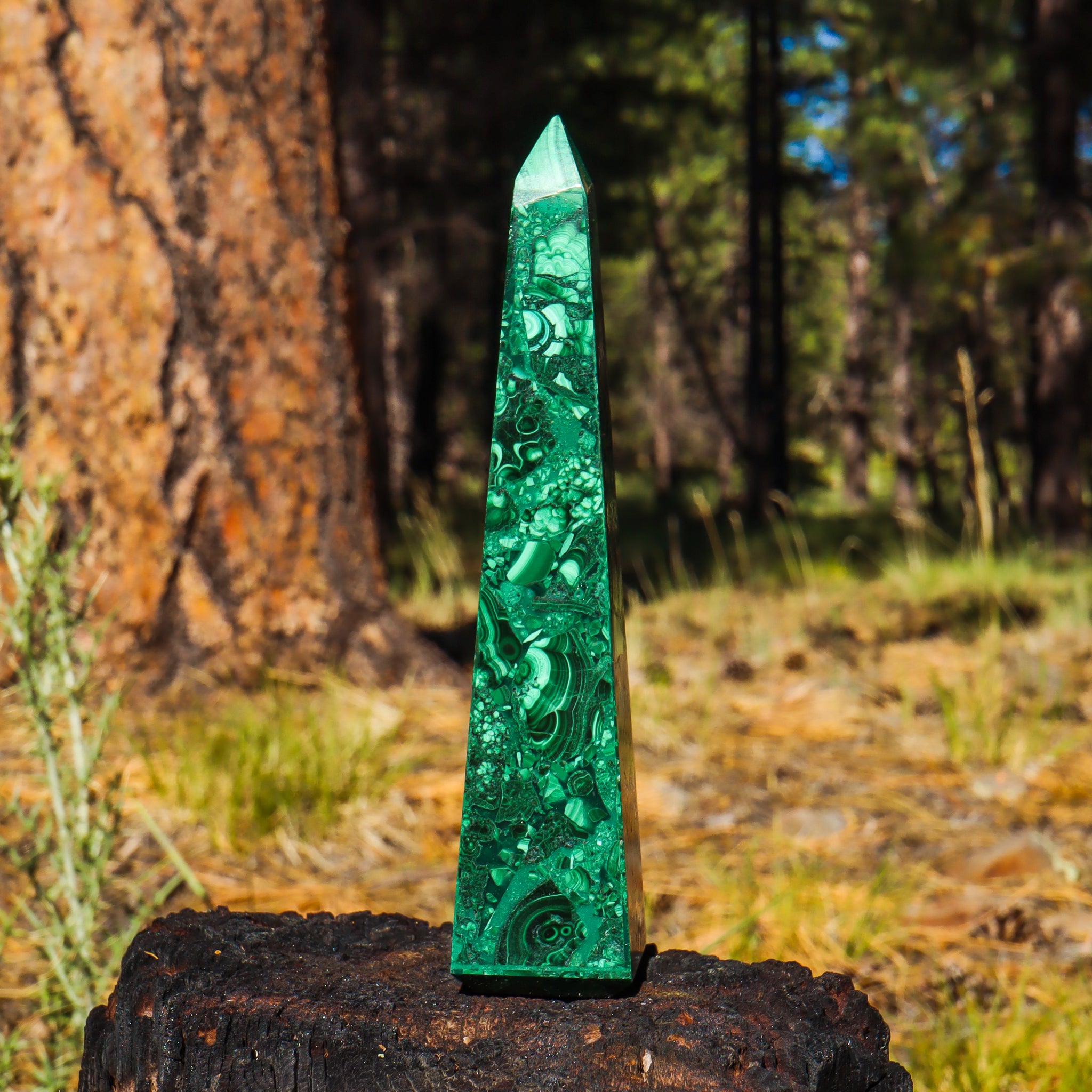 Large Malachite Obelisk