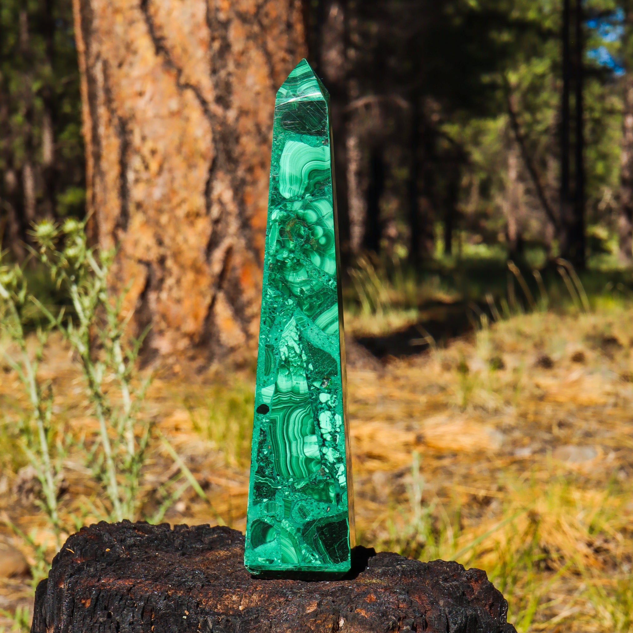 Large Malachite Obelisk