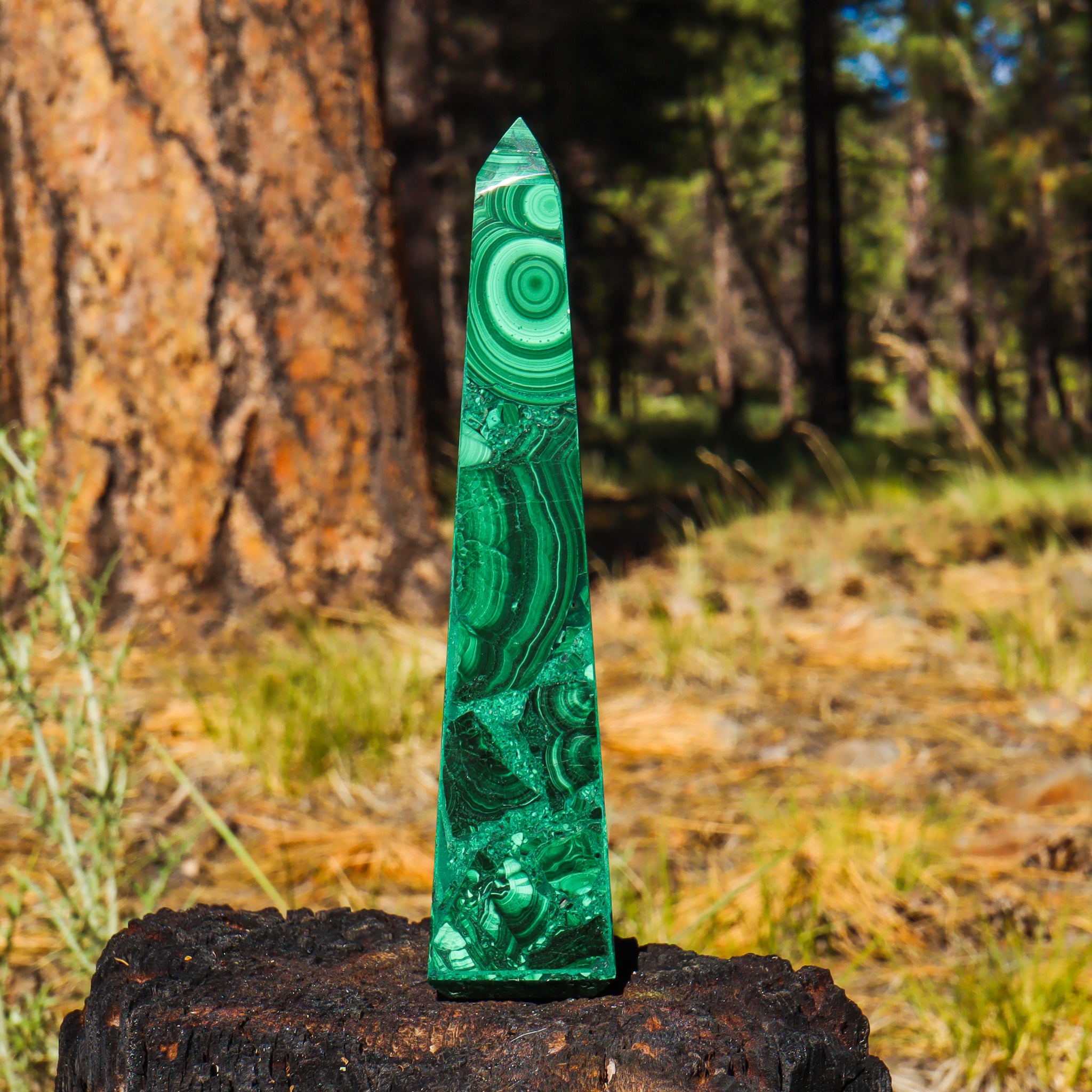Large Malachite Obelisk