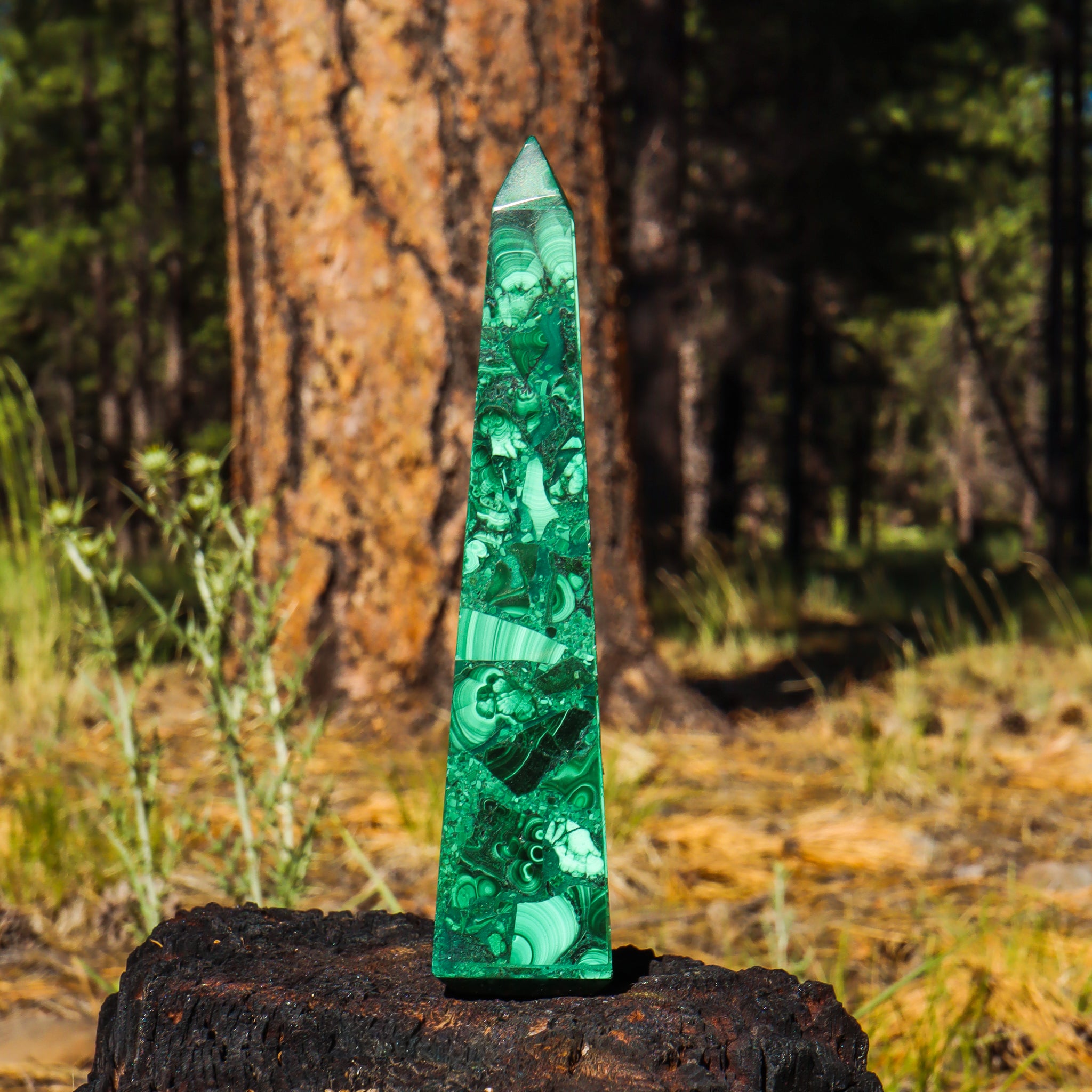 Large Malachite Obelisk
