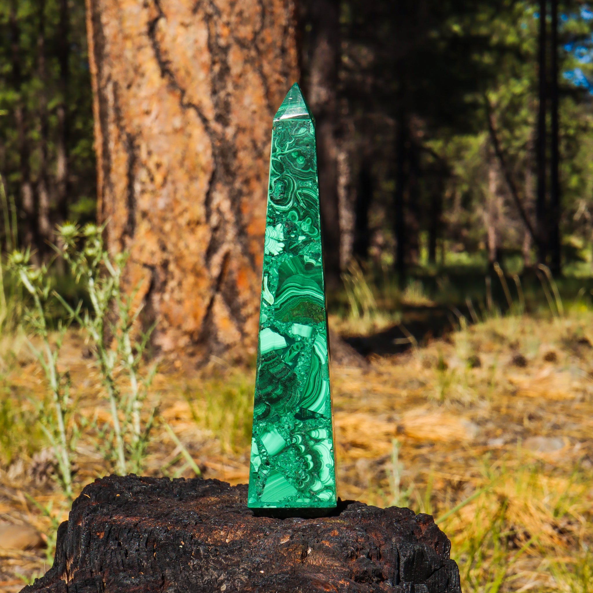Large Malachite Obelisk