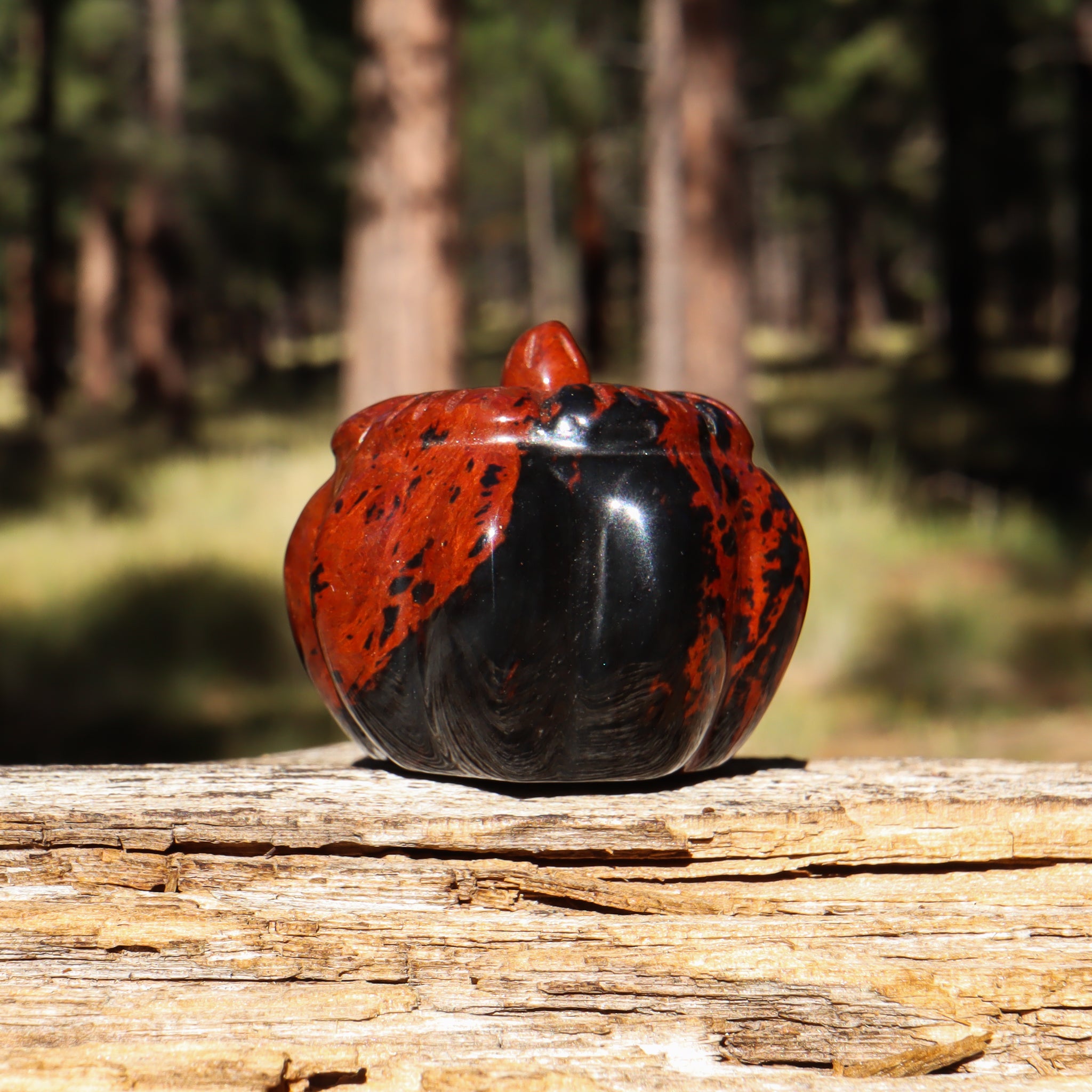 Mahogany Obsidian Carved Pumpkin