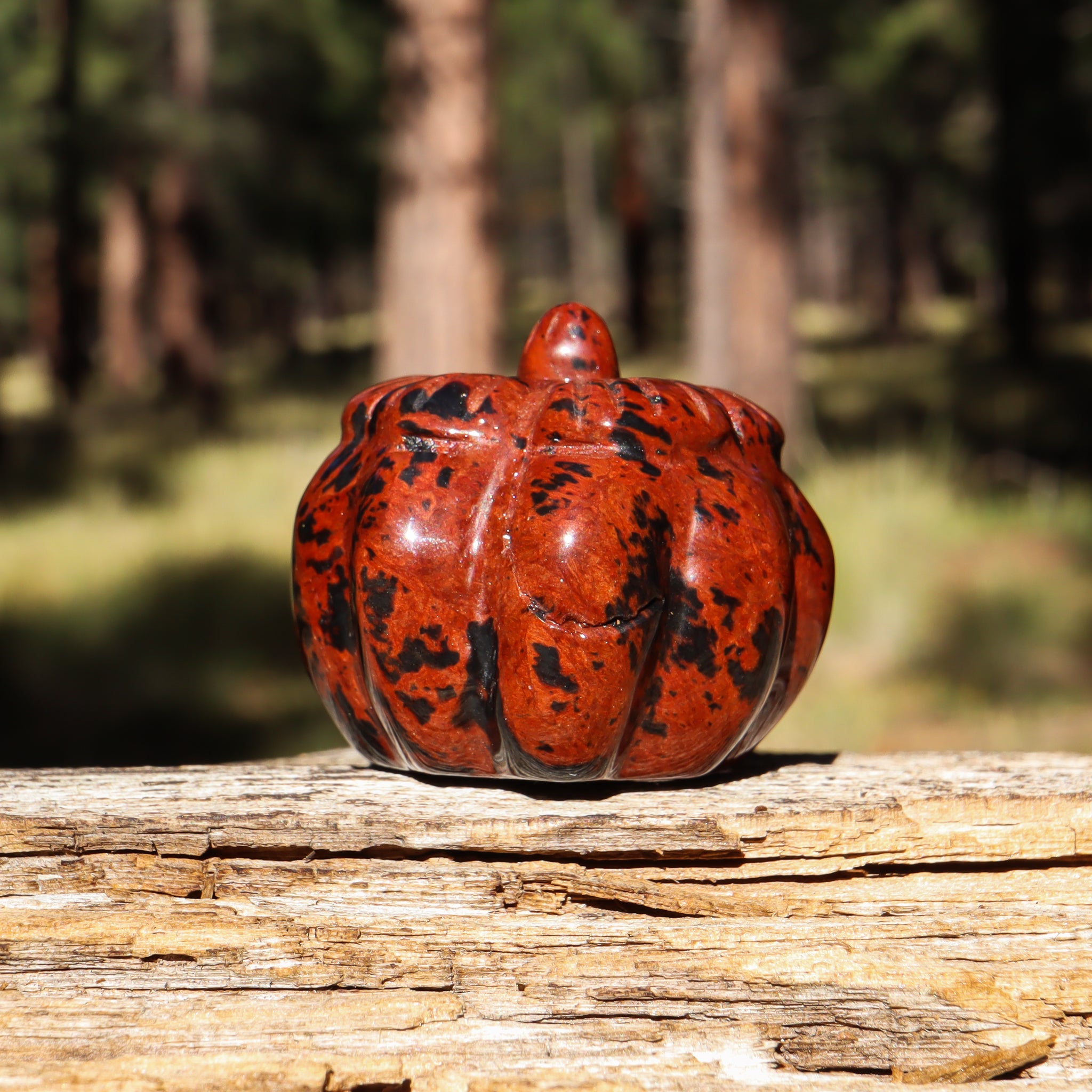 Mahogany Obsidian Carved Pumpkin
