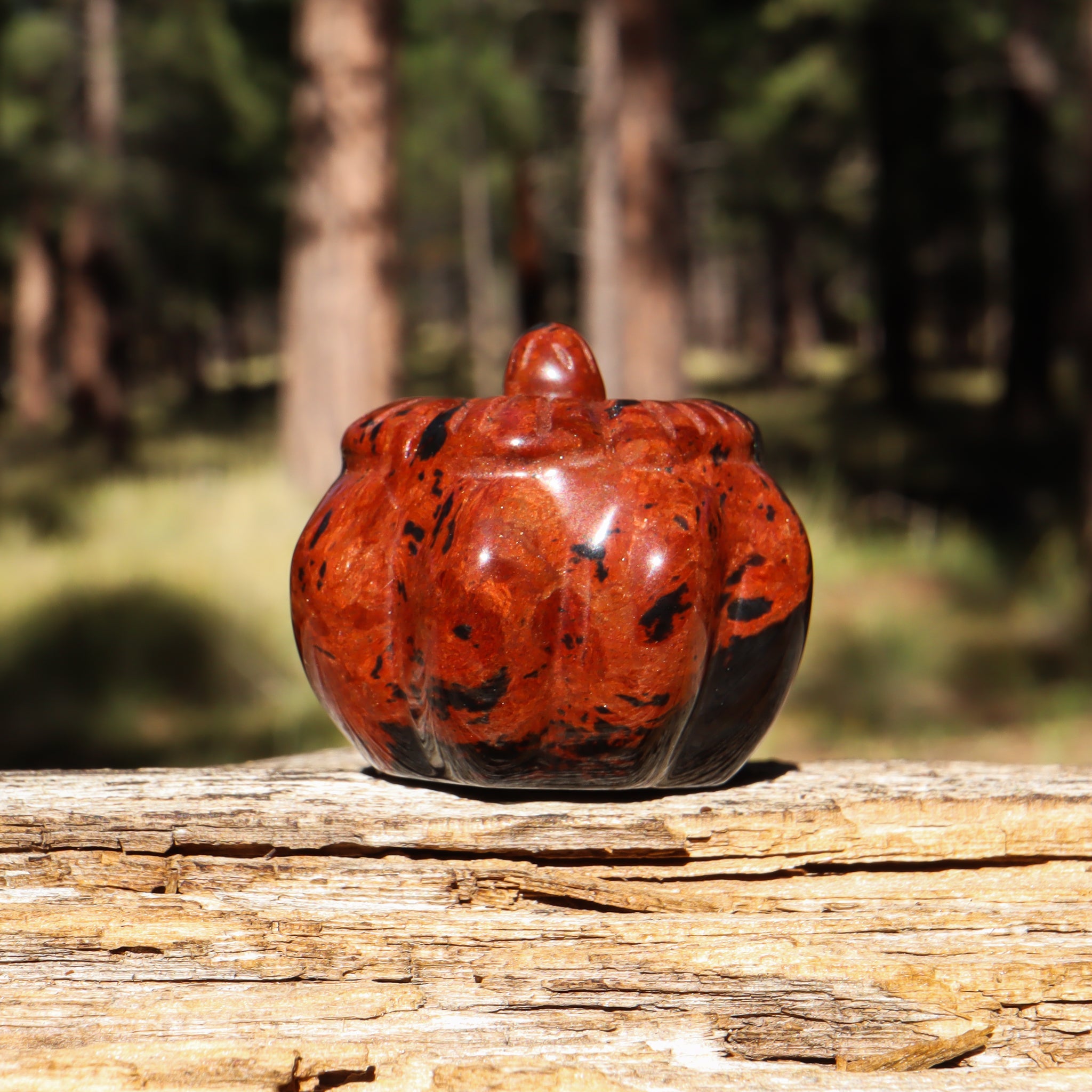 Mahogany Obsidian Carved Pumpkin