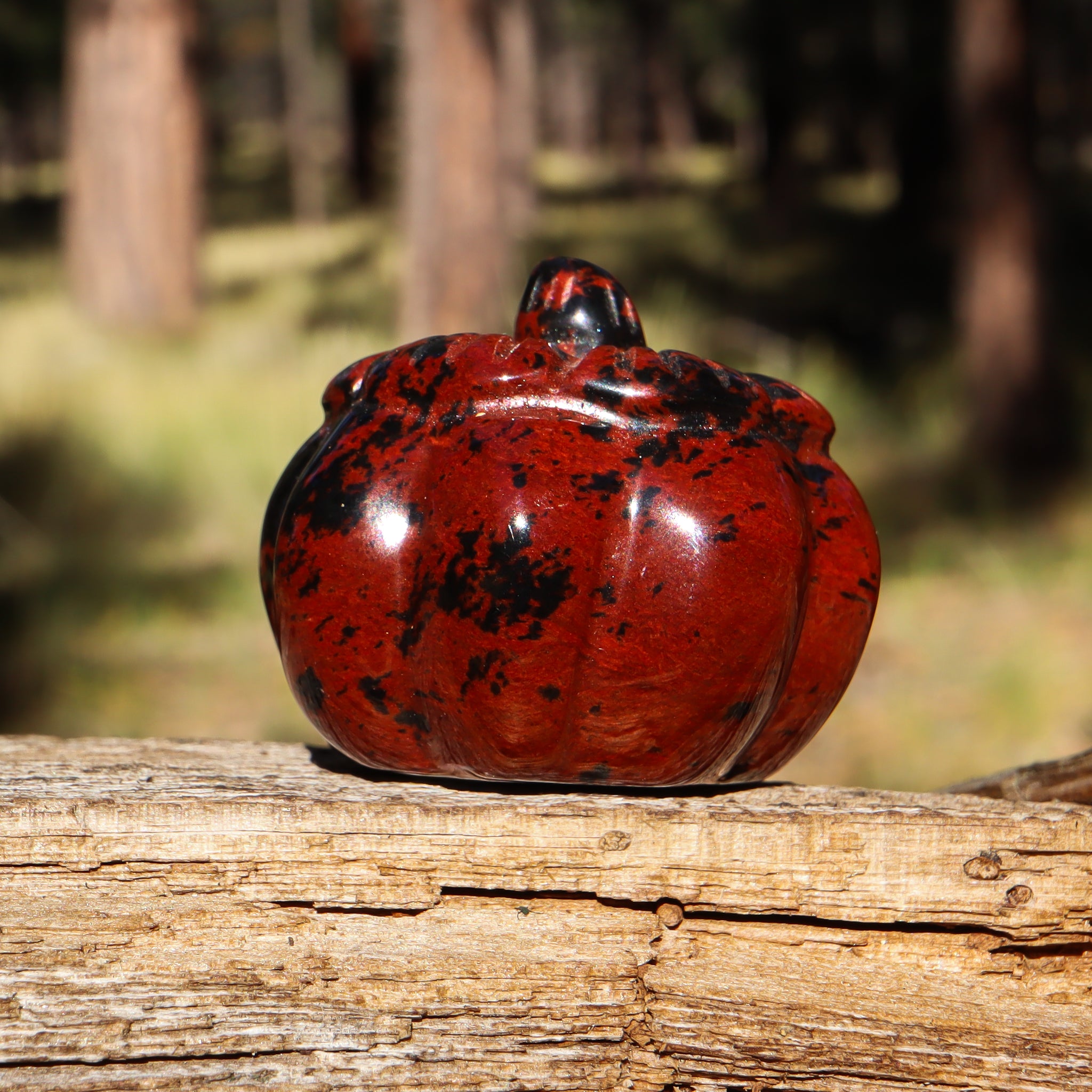 Mahogany Obsidian Carved Pumpkin