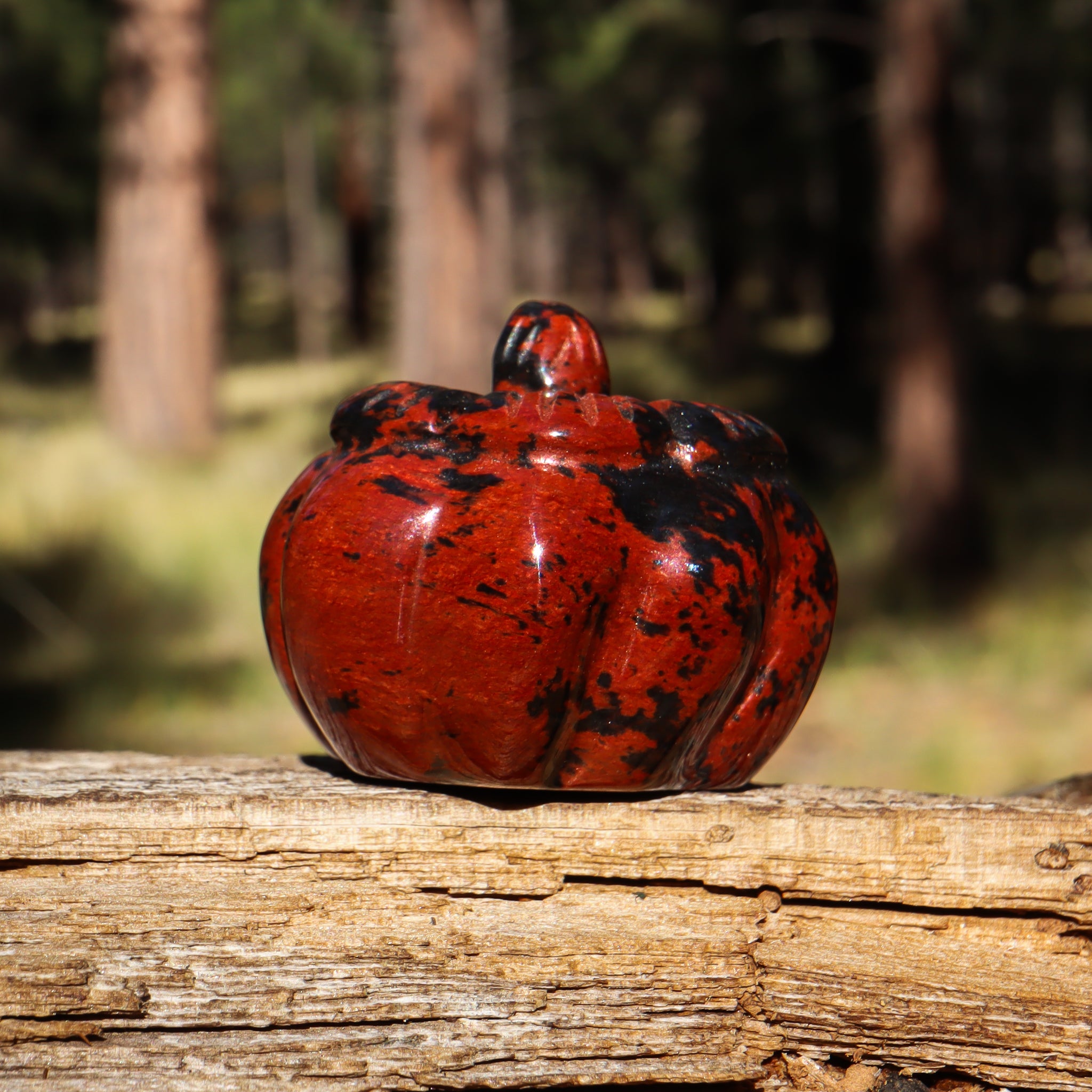 Mahogany Obsidian Carved Pumpkin