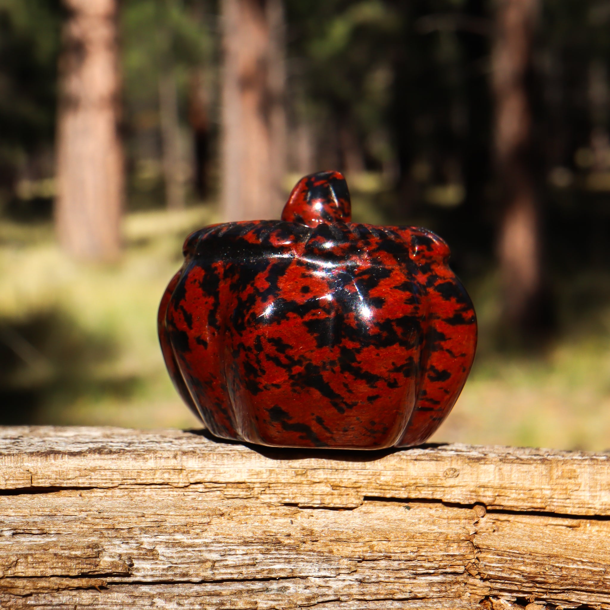 Mahogany Obsidian Carved Pumpkin