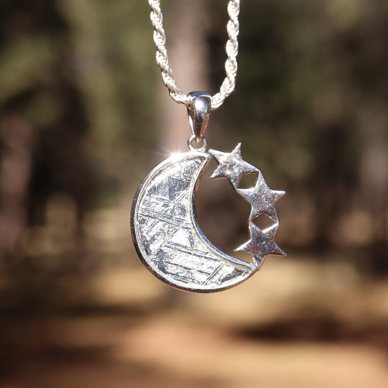 Meteorite Moon and Stars Pendant