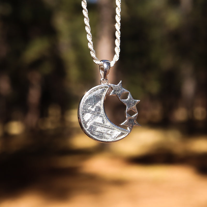 Meteorite Moon and Stars Pendant