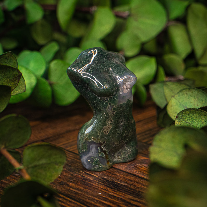 Moss Agate Goddess Bust