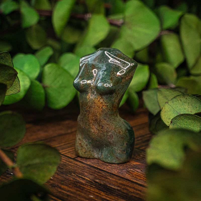 Moss Agate Goddess Bust