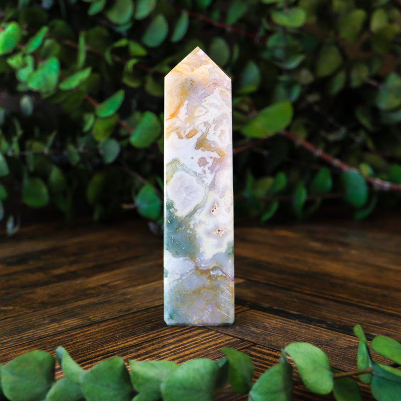 Moss Agate Obelisk