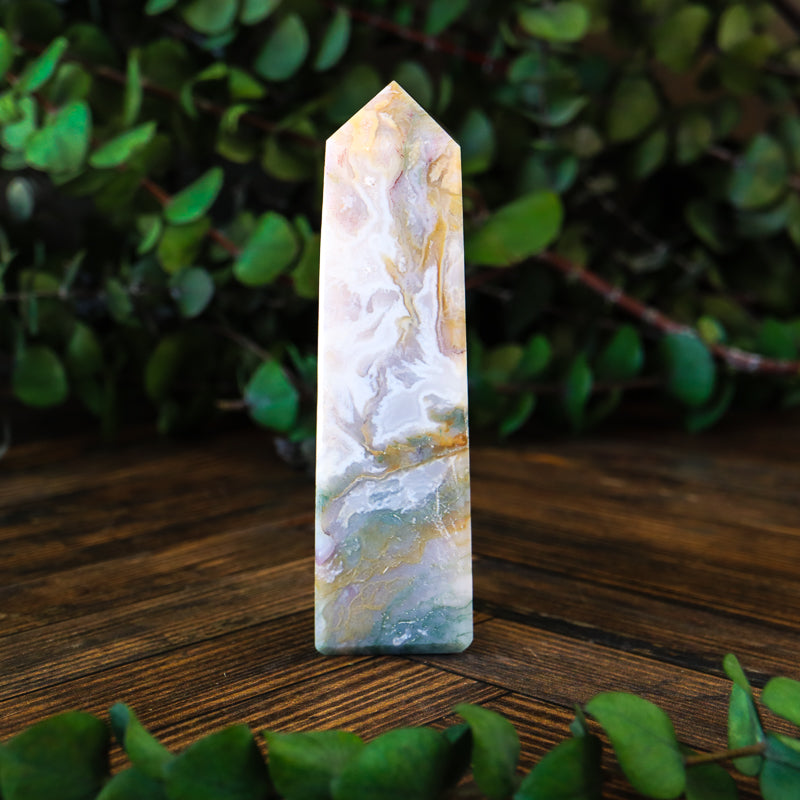 Moss Agate Obelisk