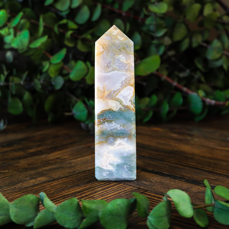 Moss Agate Obelisk