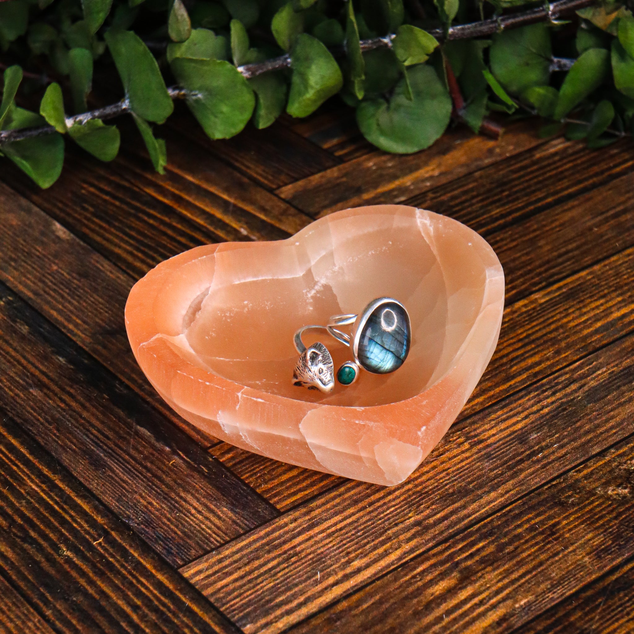 Peach Selenite Heart Bowl