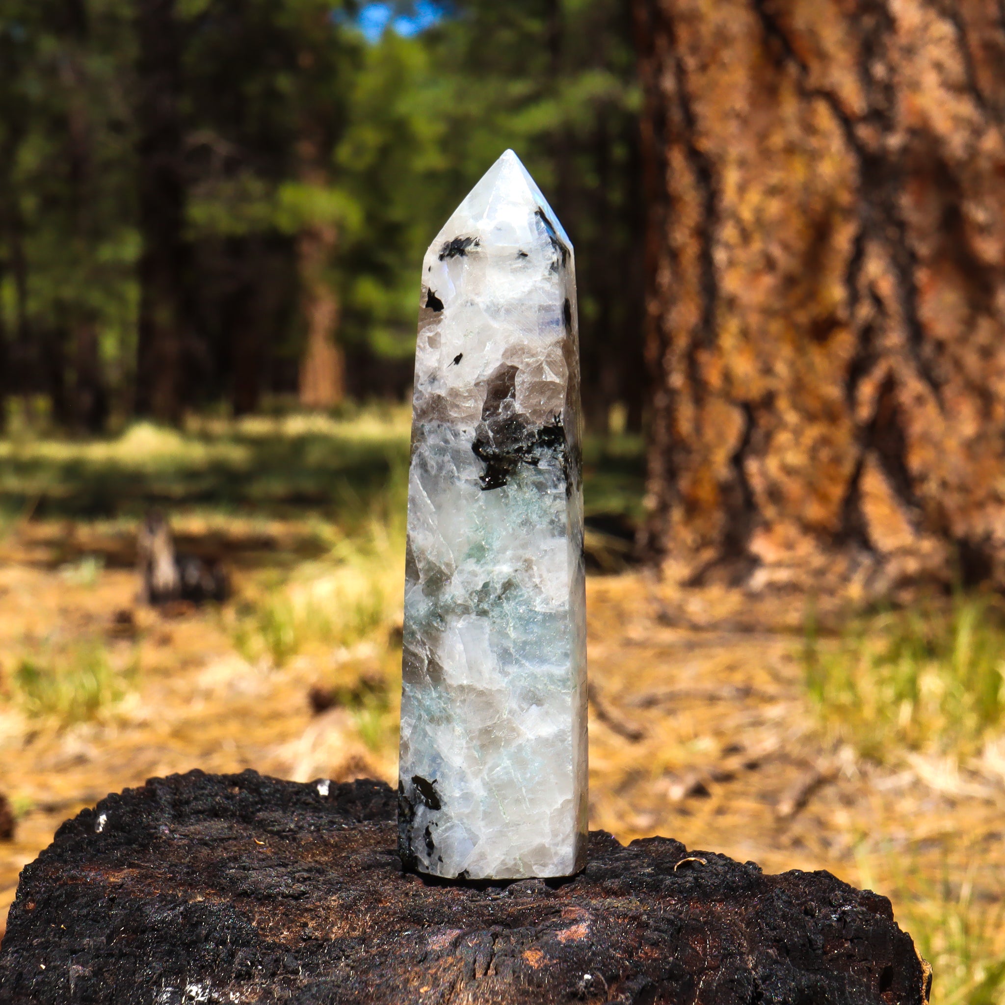 Rainbow Moonstone Point