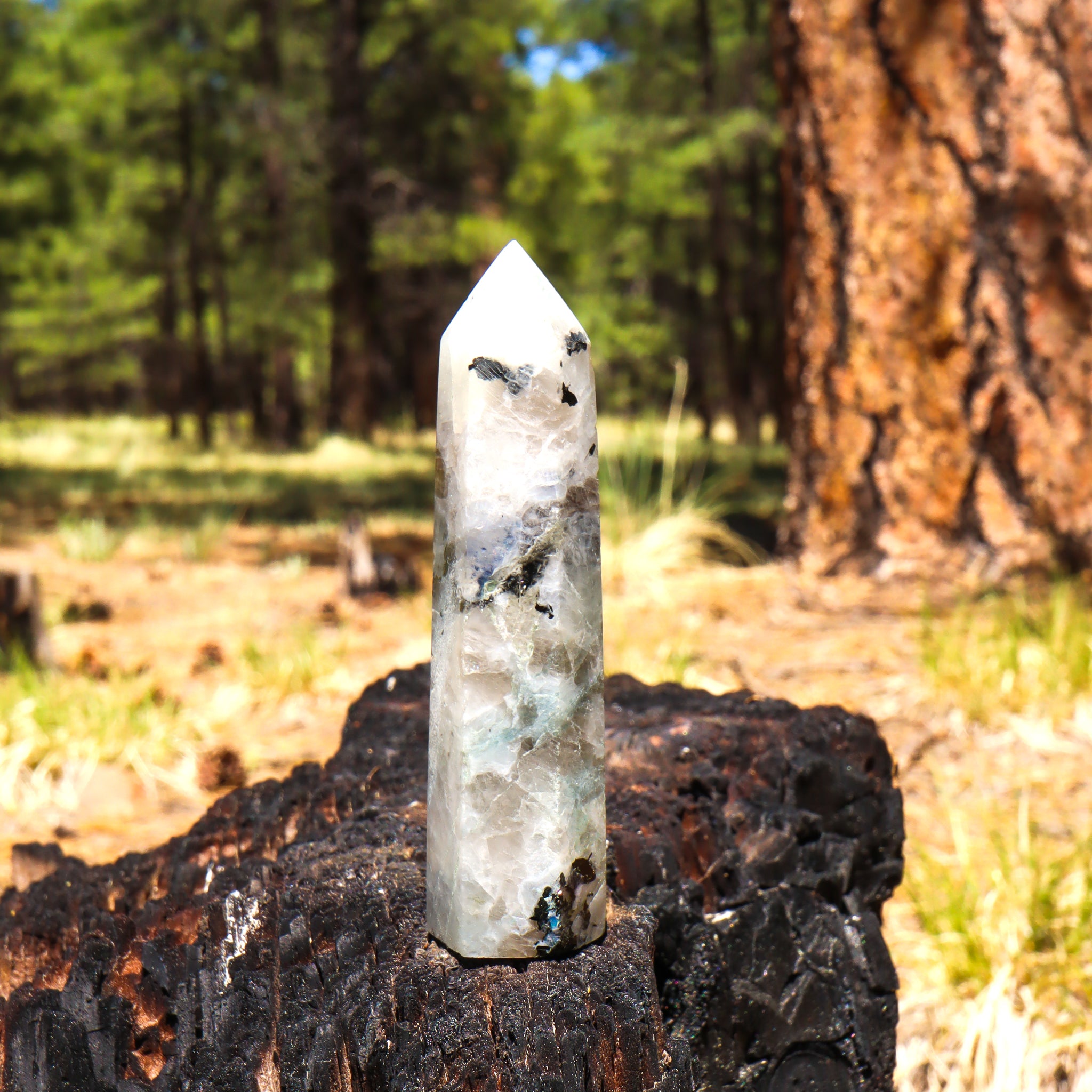 Rainbow Moonstone Point
