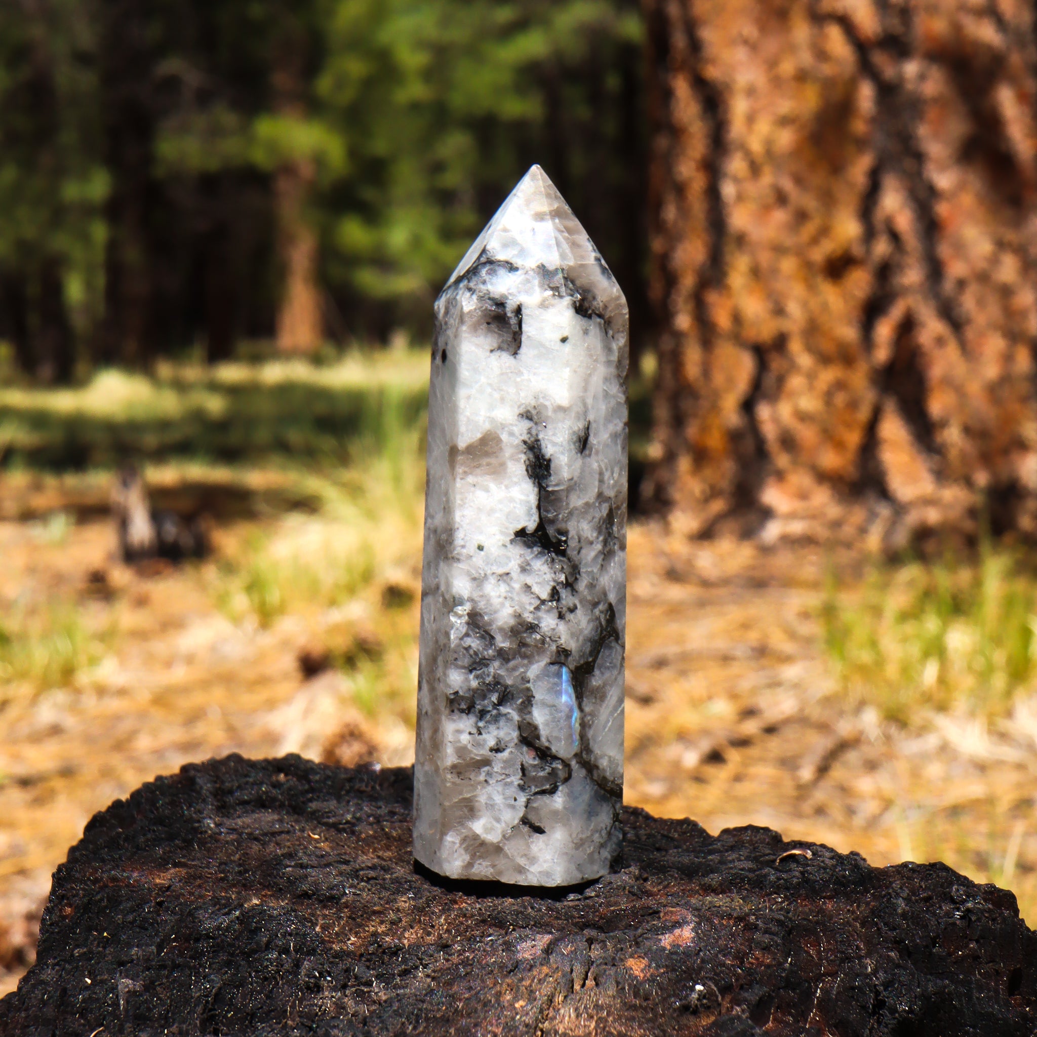 Rainbow Moonstone Point