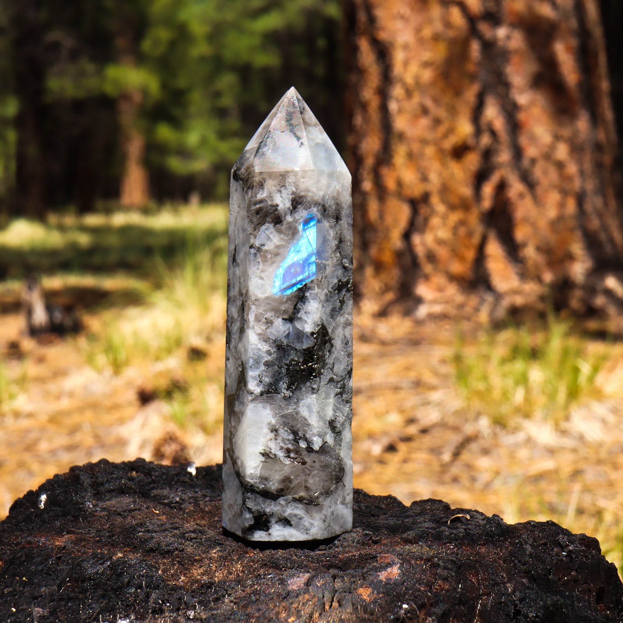 Rainbow Moonstone Point