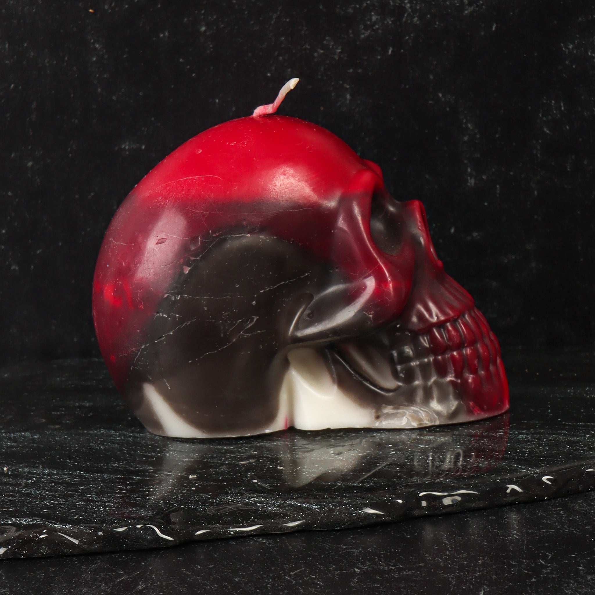Red and Black Skull Candle