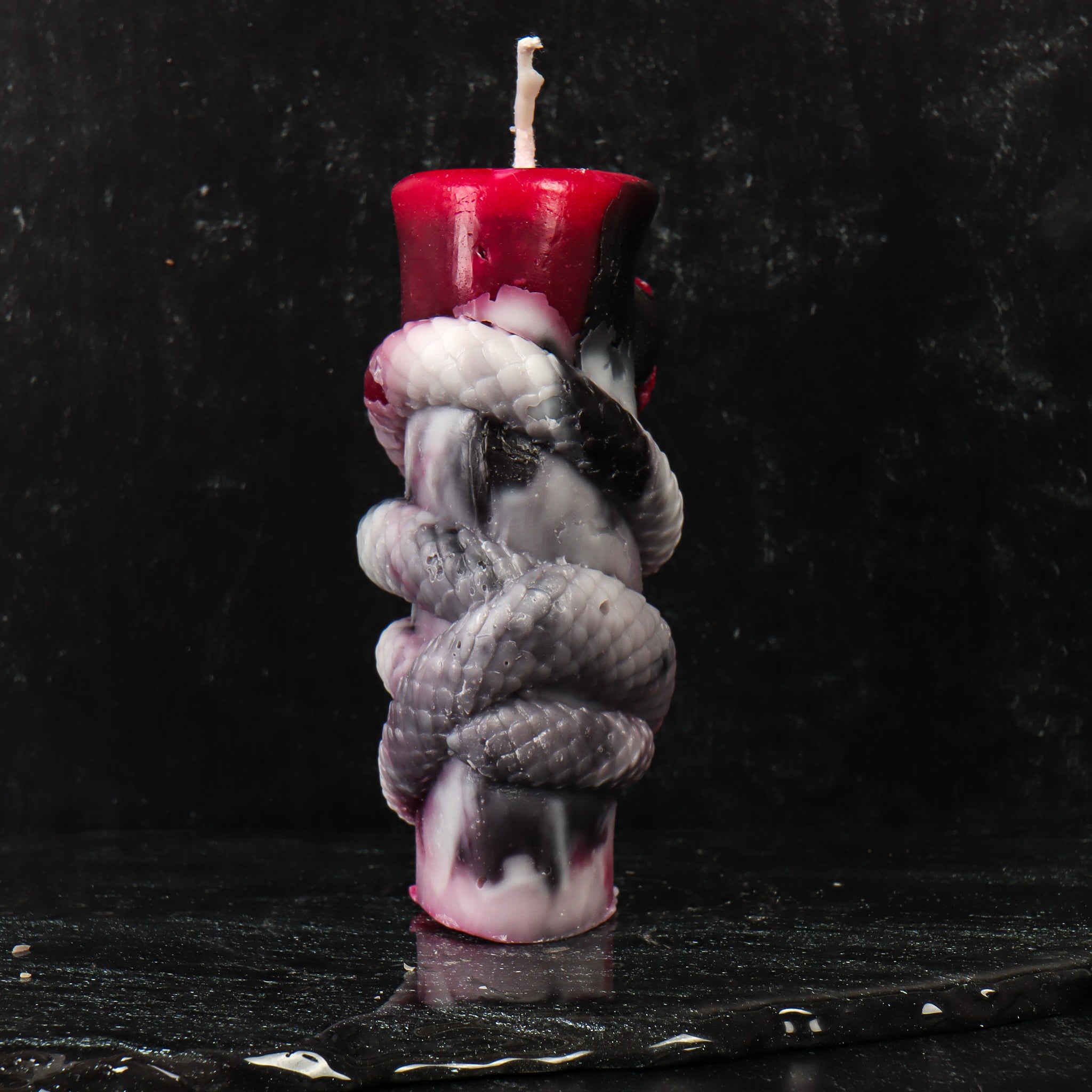 Skull with Serpents and Roses Candle