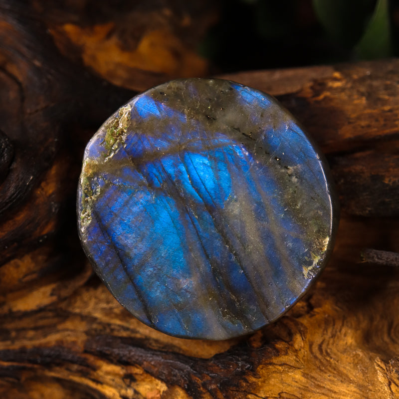 Labradorite Carved Sun and Moon Token
