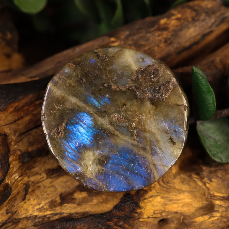 Labradorite Carved Sun and Moon Token