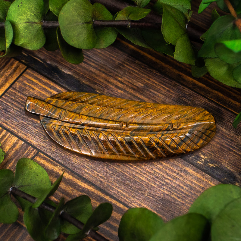 Tiger's Eye Carved Feather