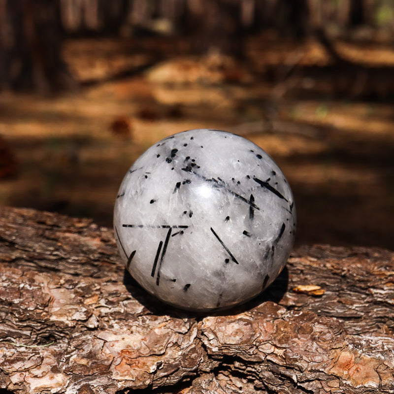 Retailer Black Tourmalinated Quartz Sphere| Rutilated Tourmalinated Quartz Sphere| Black Tourmaline Quartz | Black Tourmaline in Quartz