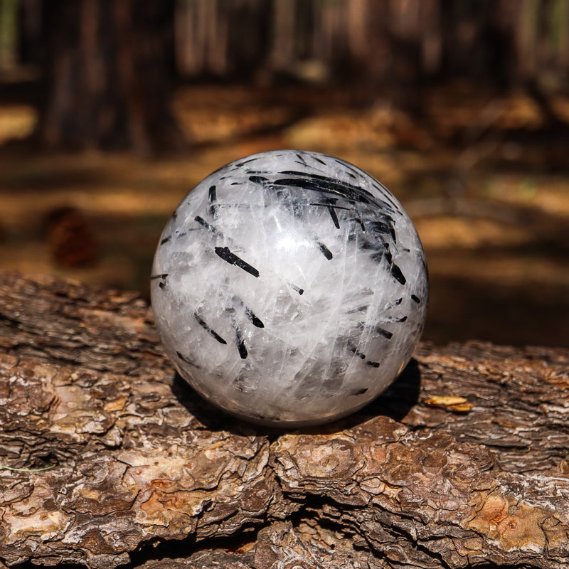 Tourmalinated Quartz Sphere