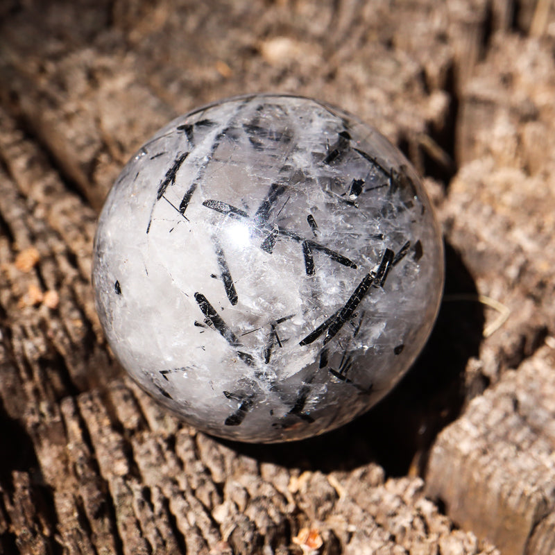 Tourmalinated Quartz Sphere