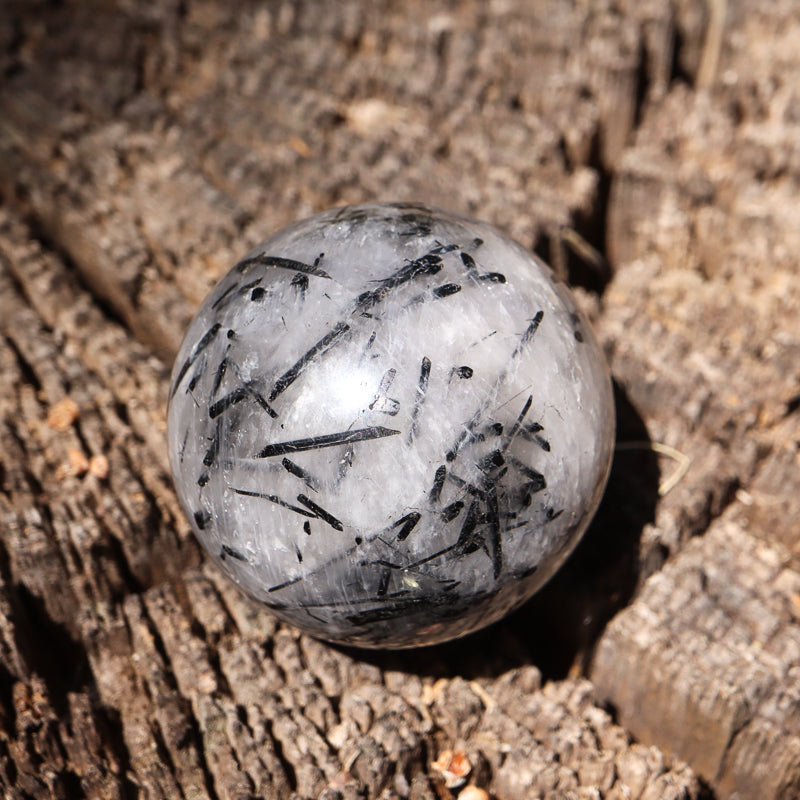 Tourmalinated Quartz Sphere