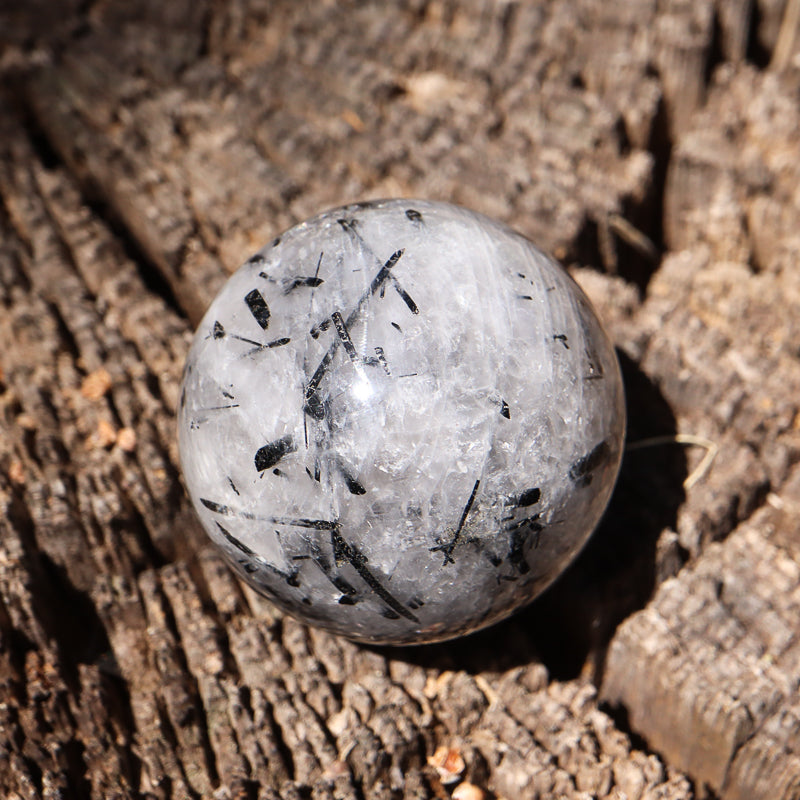Tourmalinated Quartz Sphere