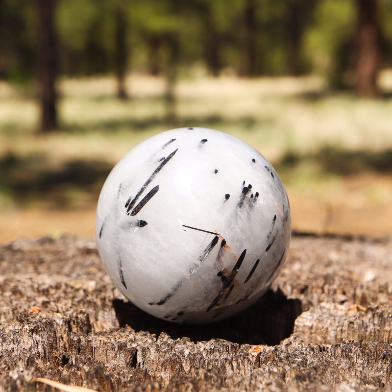 Tourmalinated Quartz Sphere