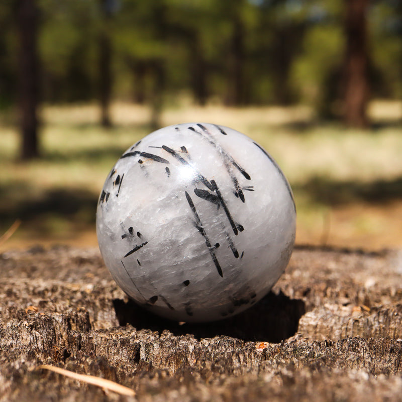 Tourmalinated Quartz Sphere