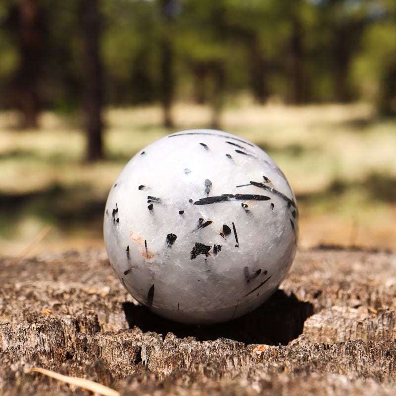 Tourmalinated Quartz Sphere